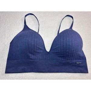 Nautica Intimates Womens Navy Blue Ribbed Wireless Padded Bra 36C 6933-28
